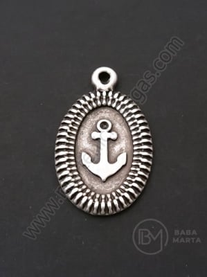 Pandantiv metalic 34x20mm culoare argintie gaură 2mm 1 buc 307731