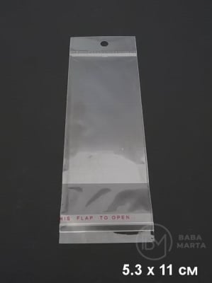 Pungă standard de celofan 5,3x10+3cm. Adeziv capac 200 buc 112076
