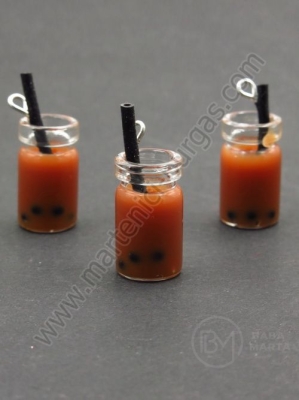 Pandantiv borcan de sticla 18x10mm cu smoothie de fructe 1 pachet 2 bucati 335491