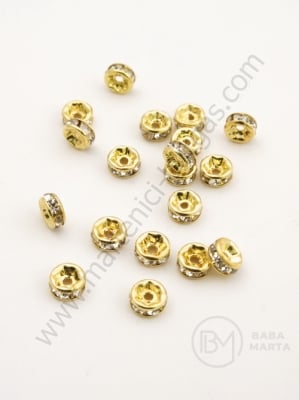 Șaibă 5x2.2mm cu cristale gaură 1mm auriu 10 buc 301279