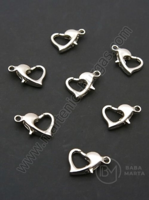 Închizatore metalice 9x12mm, culoare inimă, argintiu, 1 pachet, 10 buc. 302040