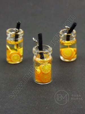 Pandantiv borcan de sticla 18x10mm cu cocktail de fructe 1 pachet 2 bucati 335543