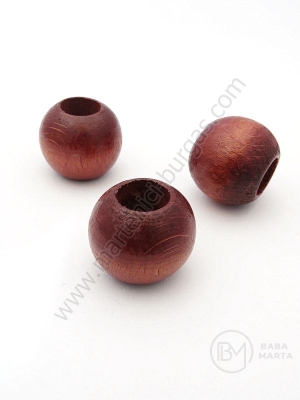 Bilă de lemn maro ~22mm gaură ~9mm 1 pachet 15buc 321314