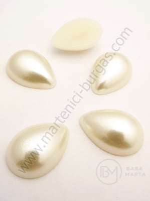 Perlă emisferă cremă pictură 25x18x8mm 20 buc 151197