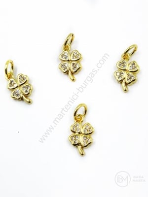 Pendant trifoi 12x10mm alamă cu zirconii forjate 1 bucată 305378