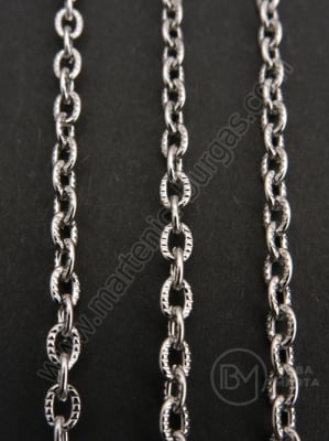 Lanț de oțel 4x3x0.8mm color argintie gravat 1 metru 301692