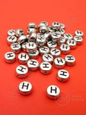 Mărgele 7x4mm lettera H metalică gaură 1mm 1 pachet 100 buc 318607