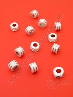 Cilindru alb 6x8mm brad argintiu 1 pachet 40g ~200 buc 312152