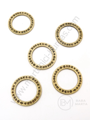 Inel metalic cu mărgele 20x1.5mm bronz antic 1 pachet 10 buc 307289