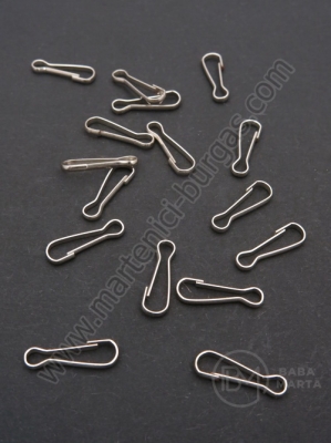 Cârlig metalic cu încuietoare 13x4x1mm, color argintie, 1 pachet, 100 buc. 301880