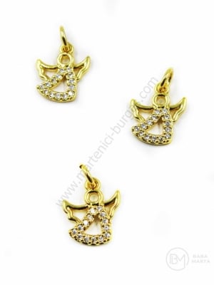 Pendant îngeresc 12x10mm alamă cu zirconii forjate 1 bucată 305382
