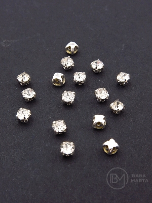 Pietricelă de sticlă (cristal) transparentă 4x3mm în coș metalic alb 100 buc 151778