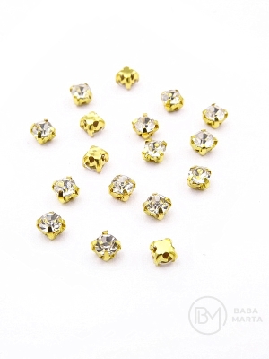 Pietriș de sticlă (cristal) 3x2.5mm în coș metalic auriu 100 buc 151780