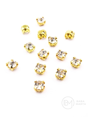 Pietriș de sticlă (cristal) 4.3x3.5mm în coș metalic auriu 100 buc 151781