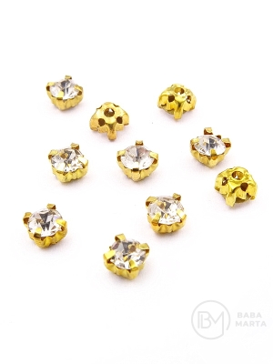 Pietricelă de sticlă (cristal) 5x4mm în coș metalic auriu 100 buc 151782