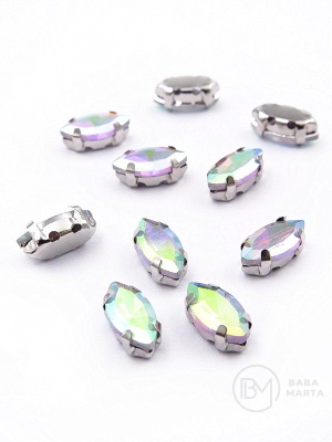 Pietriș de sticlă (cristal) cameleon AB 10x5x4mm în coș metalic culoare argintie 10 buc 151785