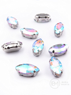 Pietriș de sticlă (cristal) cameleon AB 12x6x4.5mm în coș metalic culoare argintie 10 buc 151786