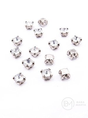 Pietricele acrilice transparente 4x4mm în coș metalic, culoare argintie, 20 buc. 151792