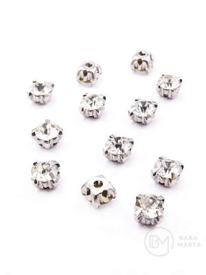 Pietricele acrilice transparente 5x5mm în coș metalic, culoare argintie, 20 buc. 151793