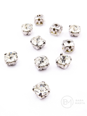 Pietricele acrilice transparente 6x5mm în coș metalic, culoare argintie, 20 buc. 151794