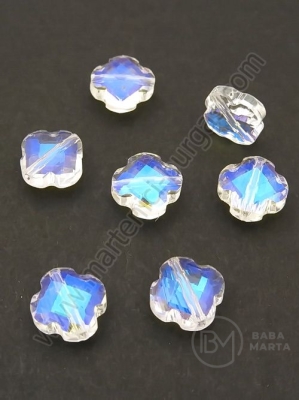 Cruce cristal 12x6mm imitație efect Swarovski transparent AB 1 pachet 5 bucăți 335407