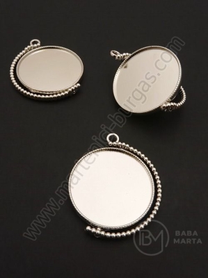 Pendant 43x35mm base de montare argintie 30mm rotativa cu doua fete 1 buc 306802