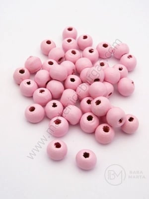 Bilă de lemn 8x7mm gaură roz ~3mm 1 paquet 40g ~215 buc 321322