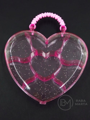 Cutie pentru mărgele inimă 14x13x2.2cm plastic 171184