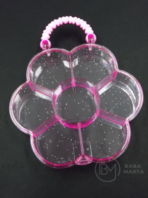 Cutie pentru mărgele flori 13,8x13x2,2cm plastic 171186