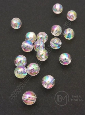 Mărgele transparente 8mm efect AB gaură 1.5mm 1 pachet 40g ~160 buc 312547