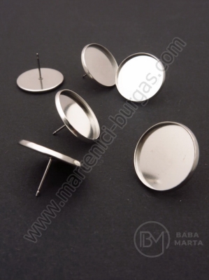 Vârf cercei baza OȚEL pentru încrustare 18mm 1 pachet 4 buc 307183