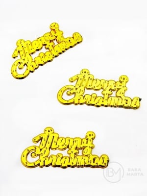 Figurină din plastic Crăciun Fericit 35x16mm auriu 50 bucăți 182831