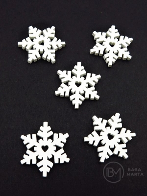 Fulgi de zăpadă din lemn 25x2.5mm albi 10 bucăți 182842