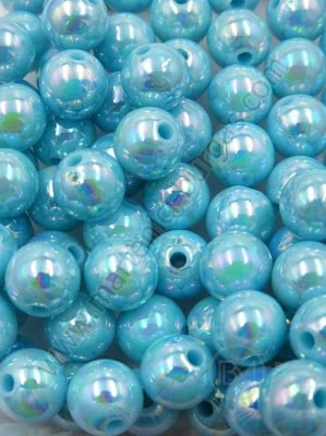 Bilă albastră 10mm efect AB gaură 2mm 1 paquet 40g ~75 buc 312857
