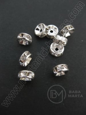 Șaibă albă 6x2.5mm cu cristale 10 buc 3878