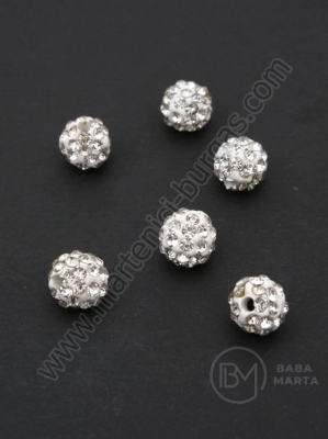 Mărgele Shamballa cu cristale 8mm argint 1 buc 9854