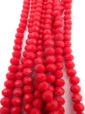 Șir de cristale 6x4mm roșu solid ~100 buc 43cm 1 buc 342328
