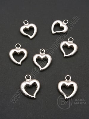 Pandantiv SSV inimă 19x15mm culoare argintie 1 pachet 50 buc 318441