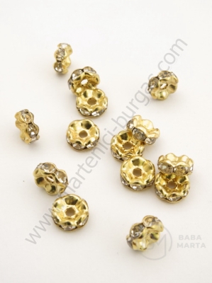 Șaibă 8x3.5mm cu cristale zig zag aurii 10 buc 301287