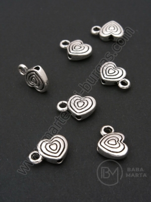 Margele inimă 9x13x3.5mm color argintie 1 pachet 10 buc 306172