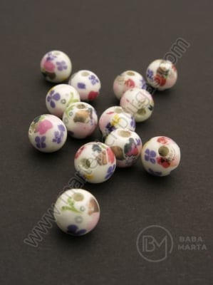 Bilă de porțelan 8mm vopsită gaură 2mm 5 buc 335047