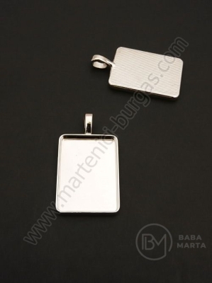 Pandantiv metalic 35x20mm culoare argintie, bază de montare 25x18mm, 1 pachet de 4 bucăți 306805
