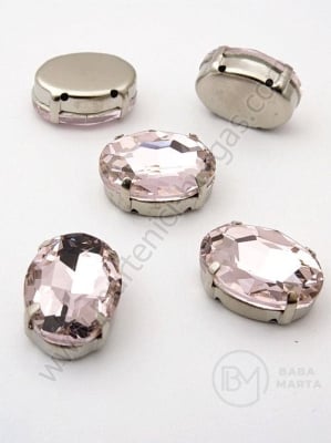 Piatră de sticlă (cristal) 13x18mm roz în cutie metalică 1 pachet 2 buc 151530