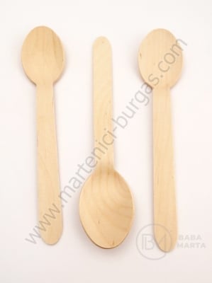 Lingură de lemn 158x33mm albă 10 bucăți 181261