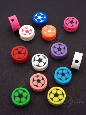 Mărgele FIMO minge de fotbal 9.5x4.5mm gaură mixtă 1.8mm 1 pachet 10 buc 312719