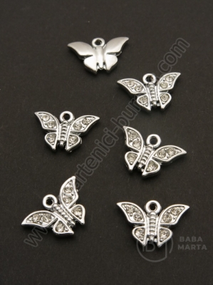 Pandantiv cristal metalic 16x11mm culoare argintiu 1 buc 309486