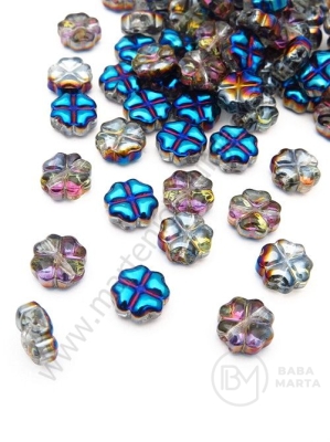 Cristal Clover 8x8.5x4mm imitație efect Swarovski orificiu AB 0.8mm 1 pachet 10 bucăți 335572