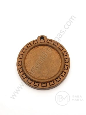Pandantiv din lemn pentru bijuterii lăcuit 41x38x5mm bază de montare 25mm 1 pachet 3 buc 182119