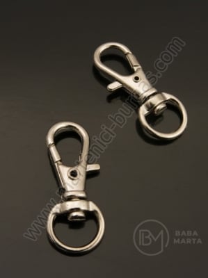 Carabină argintie 31x11mm, gaură 9x5mm, 5 bucăți 301525