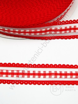 Panglică 15mm roșu și alb 1 pachet 5 metri 451638